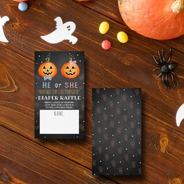 Diaper Halloween Pumpkin Gender Reveal Party Tilläggskort (Skapare uppladdad)