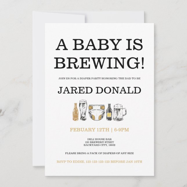 Diaper Kegger Invitation Beer & Diapers Dad Shower Inbjudningar (Framsida)