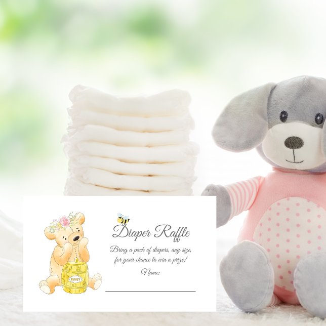 Diaper Lotteri Biljett Flicka Teddybjörn Honey Bee Tilläggskort (Skapare uppladdad)