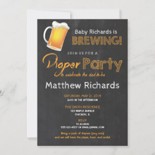 Diaper och Beer party, barn och duschpojke. Inbjudningar