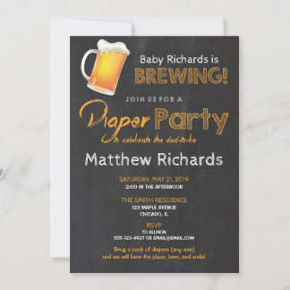 Diaper och Beer party, barn och duschpojke. Inbjudningar