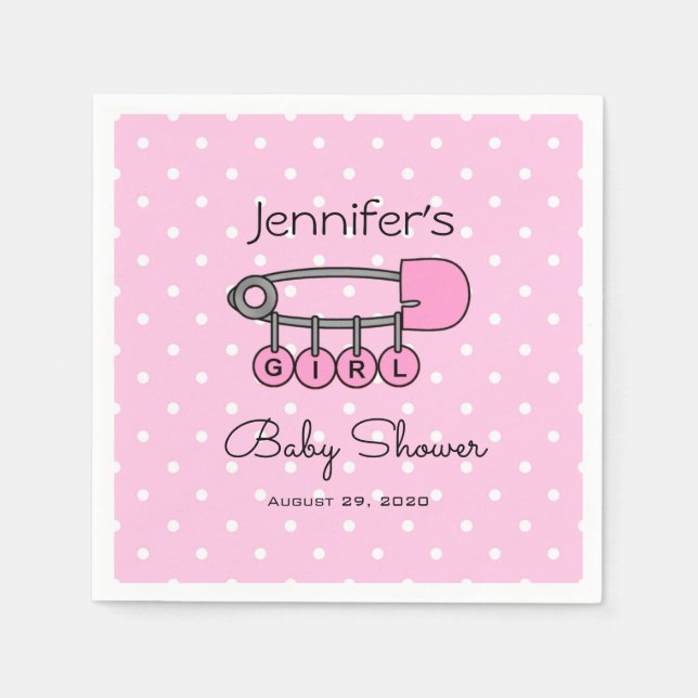 Diaper Pin Baby Shower Napkins Pappersservett (Framsidan)