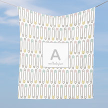 Diaper Pin Mönster Monogram Fleece Blanket