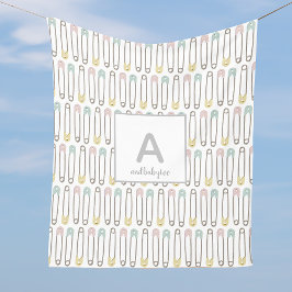 Diaper Pin Mönster Monogram Fleece Blanket