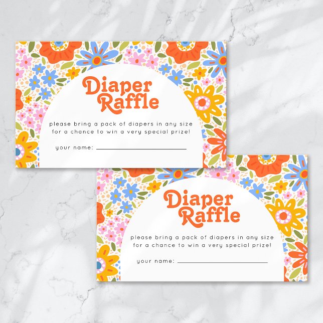 Diaper Raffle Baby i Bloom Groovy Baby Shower Tilläggskort (Skapare uppladdad)