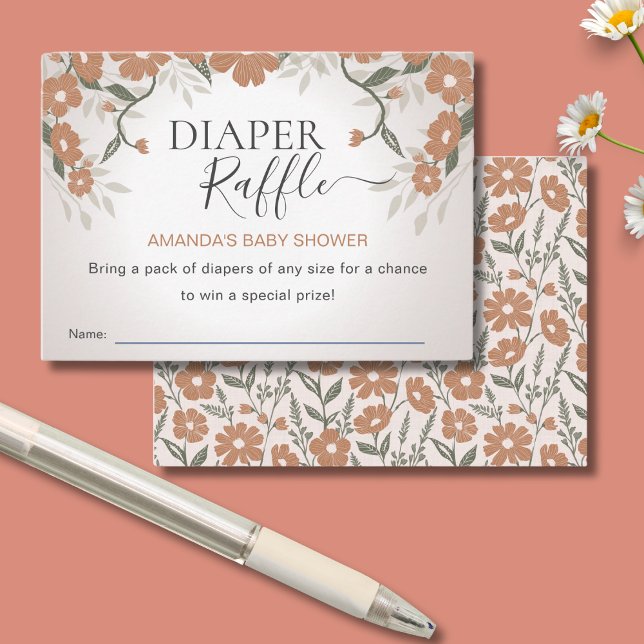 Diaper Raffle Baby in Bloom Shower Gender Neutral Tilläggskort (Skapare uppladdad)