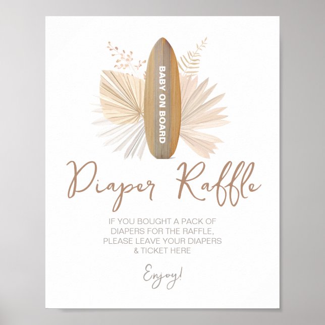 Diaper Raffle Baby på Board Baby Shower-skylt Poster (Framsidan)