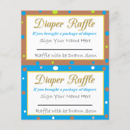 Diaper Raffle Baby Shower Game Blue, Grönt Brown Flygblad