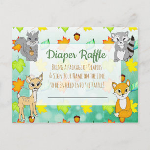 Diaper Raffle Baby Shower Game Forest Animals Vykort