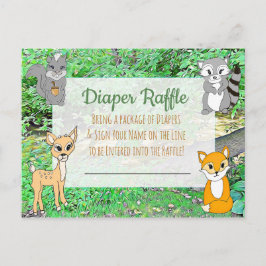 Diaper Raffle Baby Shower Game Forest Animals Vykort