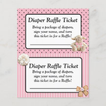 Diaper Raffle Baby Shower Game, Rosa Bow Shabby