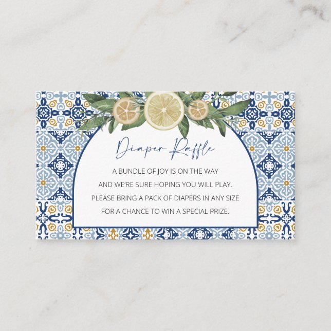 Diaper Raffle Baby Shower, italiensk tema Tilläggskort (Framsida)