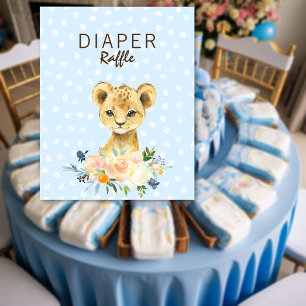 Diaper Raffle Baby Shower Lejonare Unge Blommigt B Poster
