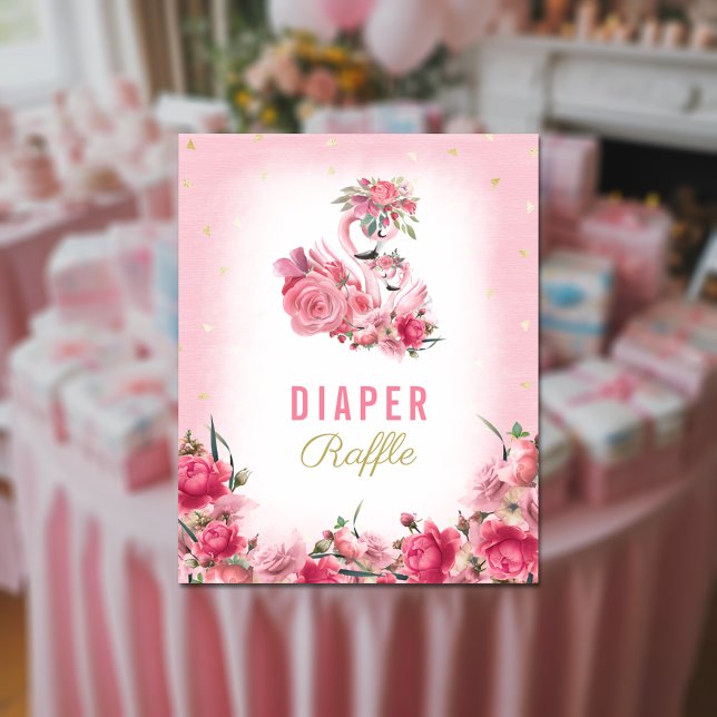 Diaper Raffle Baby Shower Rosa Flamingo Ballerina Poster (Skapare uppladdad)