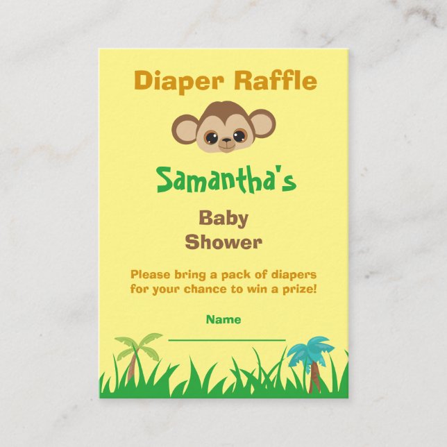 Diaper Raffle Baby Shower Safari Tilläggskort (Framsida)