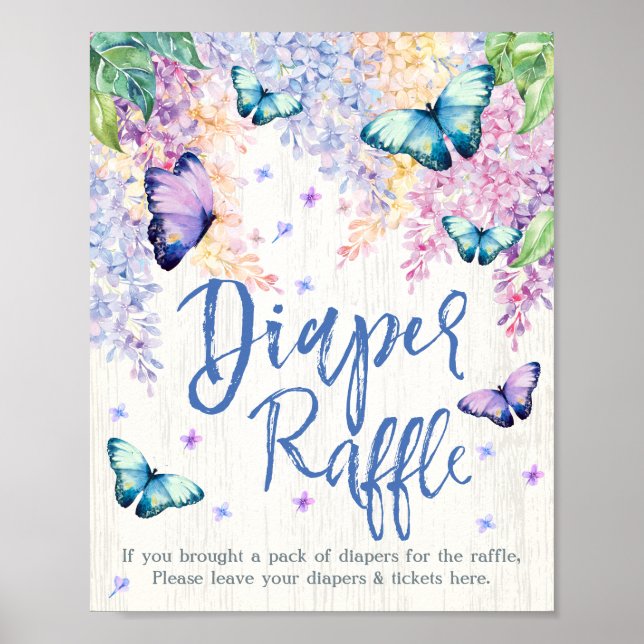 Diaper Raffle Baby Shower-skylt Poster (Framsidan)