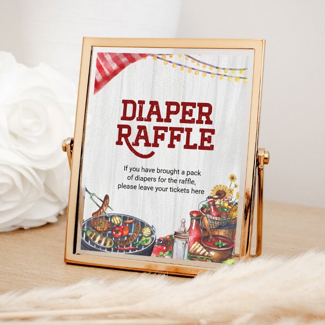 Diaper Raffle BBQ Backyard Rustic Baby Shower Poster (Skapare uppladdad)