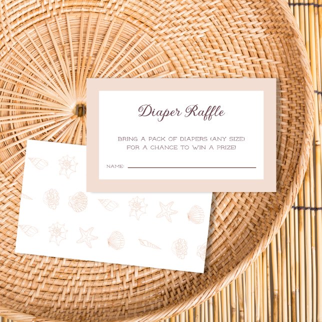 Diaper Raffle Beach Seashell Baby Shower Tilläggskort (Diaper Raffle Beach Seashell Baby Shower Enclosure Card)