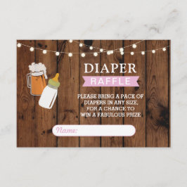 Diaper Raffle Beer Baby Shower Girl Brewing Rosa Tilläggskort