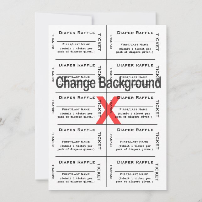 Diaper Raffle Biljett Anpassningsbar Skapar Inbjudningar (Framsida)