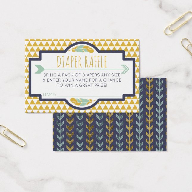 Diaper Raffle Biljett, Aztec, Arrows, Tribal Visitkort (Kontor)