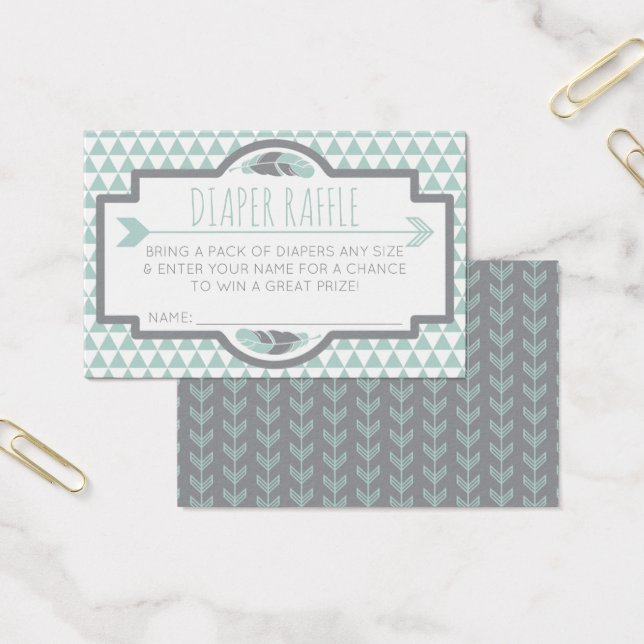 Diaper Raffle Biljett, Aztec, Arrows, Tribal Visitkort (Kontor)