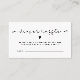 Diaper Raffle Biljett Baby Shower Black White