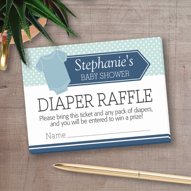 Diaper Raffle Biljett - Baby Shower Game Blue Boy Post-it Block (Personalized Post-It Notes - add name or other text - Diaper Raffle)