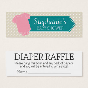 Diaper Raffle Biljett - Baby Shower Game Rosa Girl