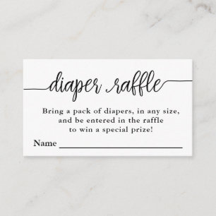 Diaper Raffle Biljett, Baby Shower Tilläggskort