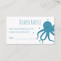 Diaper Raffle Biljett Blue Octopus Hearts Animal