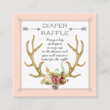 Diaper Raffle Biljett Boho Hjort Antlers Ro