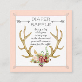 Diaper Raffle Biljett Boho Hjort Antlers Ro