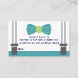 Diaper Raffle Biljett, Bow Tie Baby Shower Visitkort