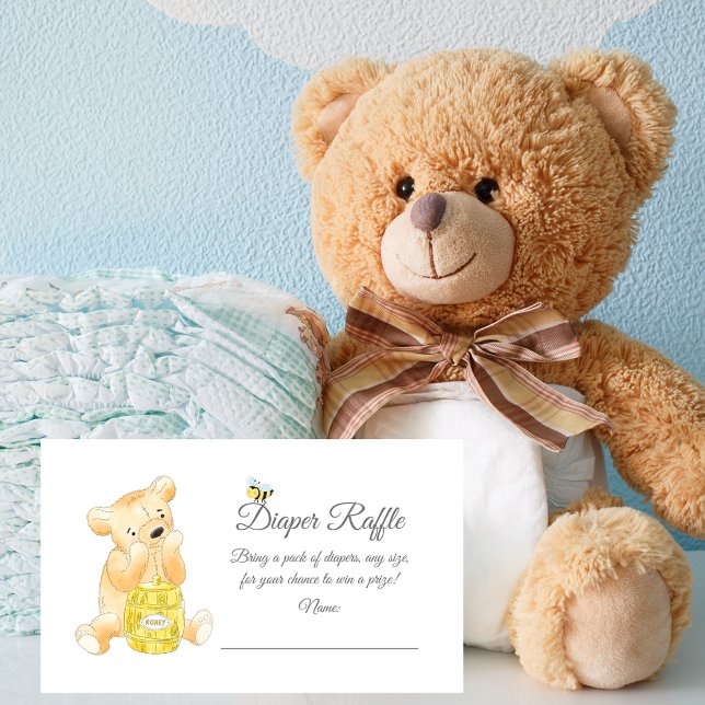 Diaper Raffle Biljett Boy Nalle honey Bee Tilläggskort (Skapare uppladdad)