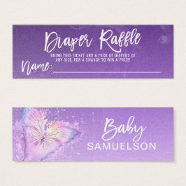 DIAPER RAFFLE Biljett Butterfly Lila Baby Shower