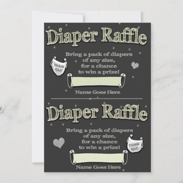 Diaper Raffle Biljett Cute Baby Shower Inbjudningar (Framsida)