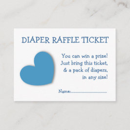 Diaper Raffle Biljett Cute Blue Heart för Pojke Tilläggskort