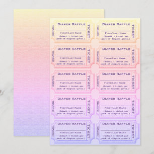 Diaper Raffle Biljett Cute Rainbow Baby Shower Inbjudningar