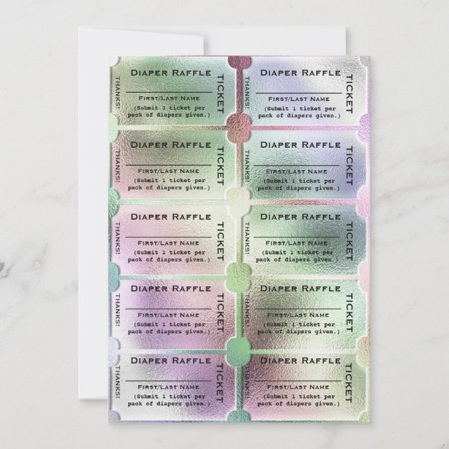 Diaper Raffle Biljett Cute Rainbow Baby Shower Inbjudningar (Framsida)
