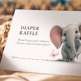 Diaper Raffle Biljett Elephant Blue Boy Tilläggskort