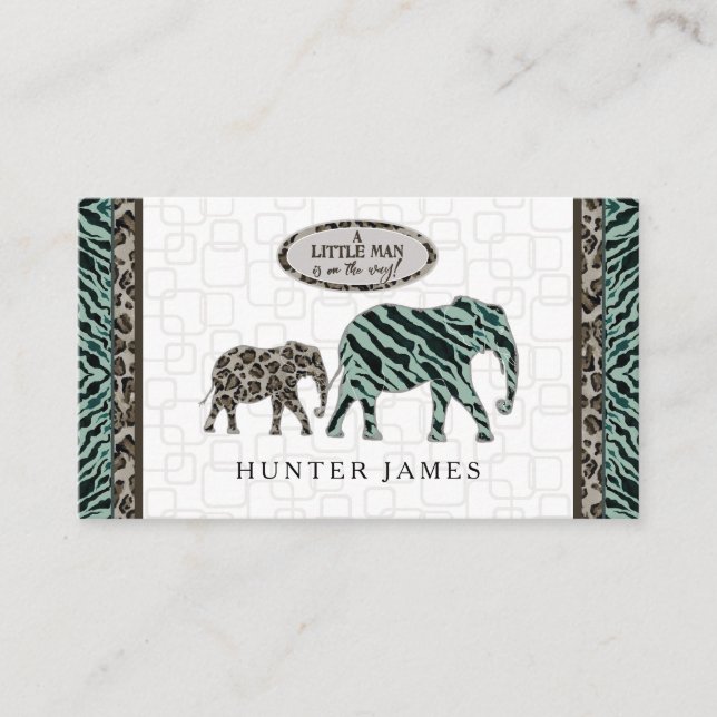 Diaper Raffle Biljett Elephant Safari Baby Shower Tilläggskort (Framsida)