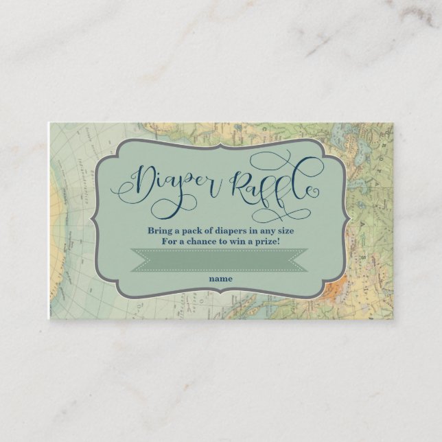 Diaper Raffle Biljett för en Äventyr Baby Shower Tilläggskort (Framsida)