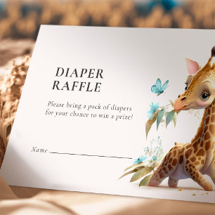 Diaper Raffle Biljett Giraffe Blue Boy-hölje Tilläggskort