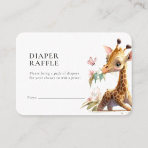 Diaper Raffle Biljett Giraffe Girl Rosa Tilläggskort