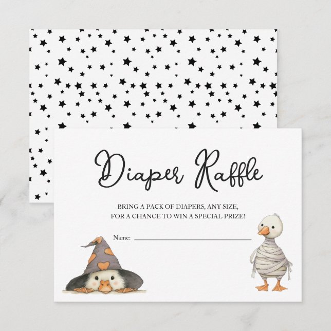 Diaper Raffle biljett halloween goose Baby Shower Tilläggskort (Fram/baksida)