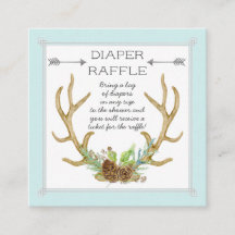 Diaper Raffle Biljett Hjort Antlers Rustic Forest