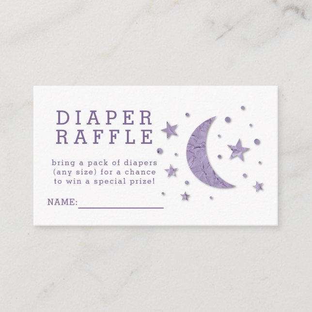 Diaper Raffle Biljett Lavender Stars Baby Shower Tilläggskort (Framsida)