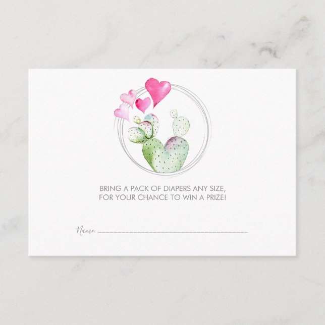 Diaper Raffle Biljett, Little Swehoney Cactus Tilläggskort (Framsida)