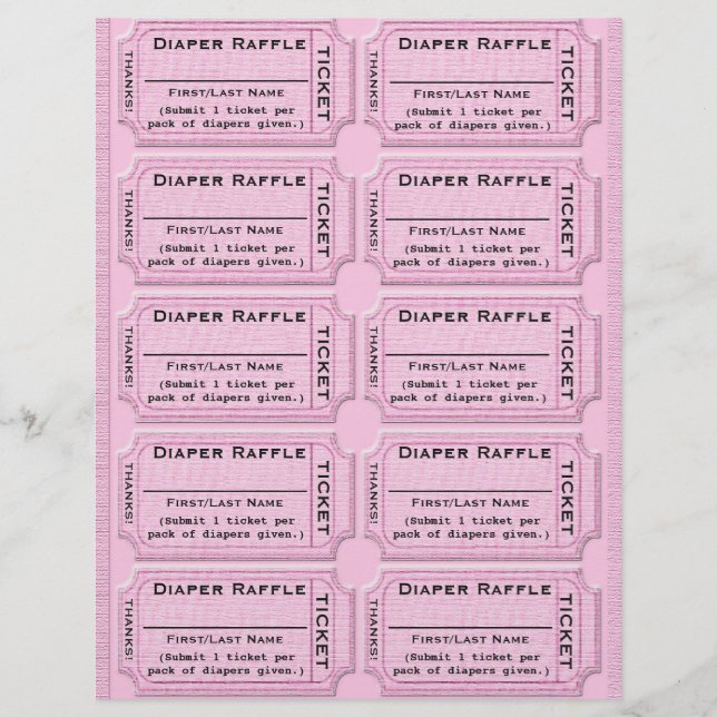 Diaper Raffle Biljett-mall (Framsida)